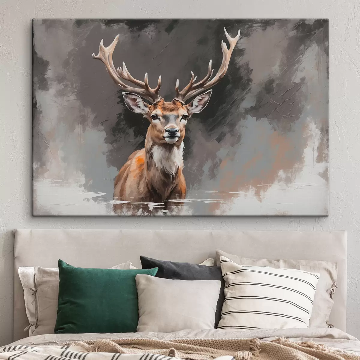 Wandbilder Hirsche auf grau-schwarzem Hintergrund s40865
