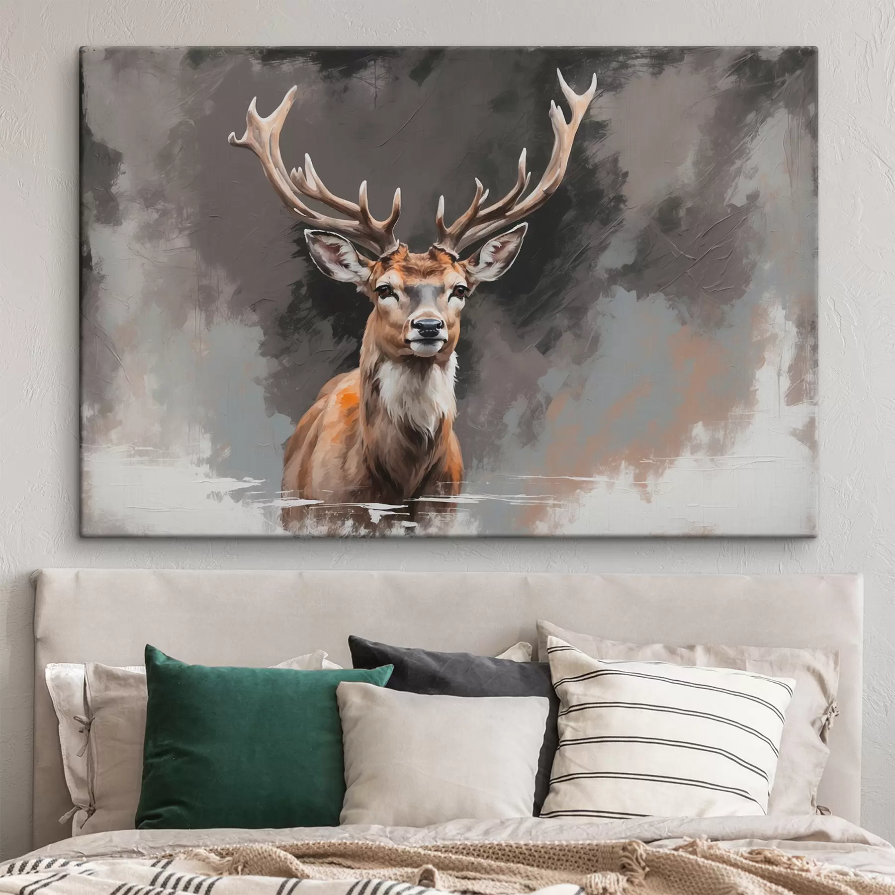 Fototapete Hirsche auf grau-schwarzem Hintergrund s40865