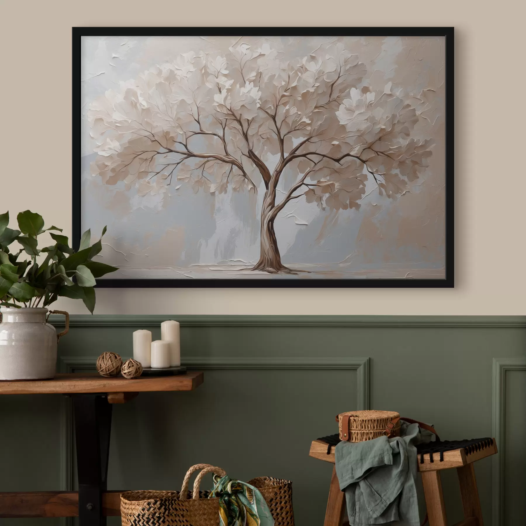 Fototapete Weißer Baum auf abstraktem Öl-Hintergrund f40860