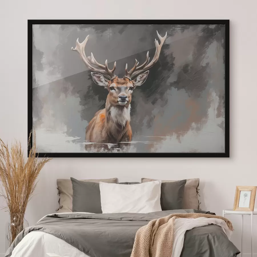 Fototapete Hirsche auf grau-schwarzem Hintergrund f40865