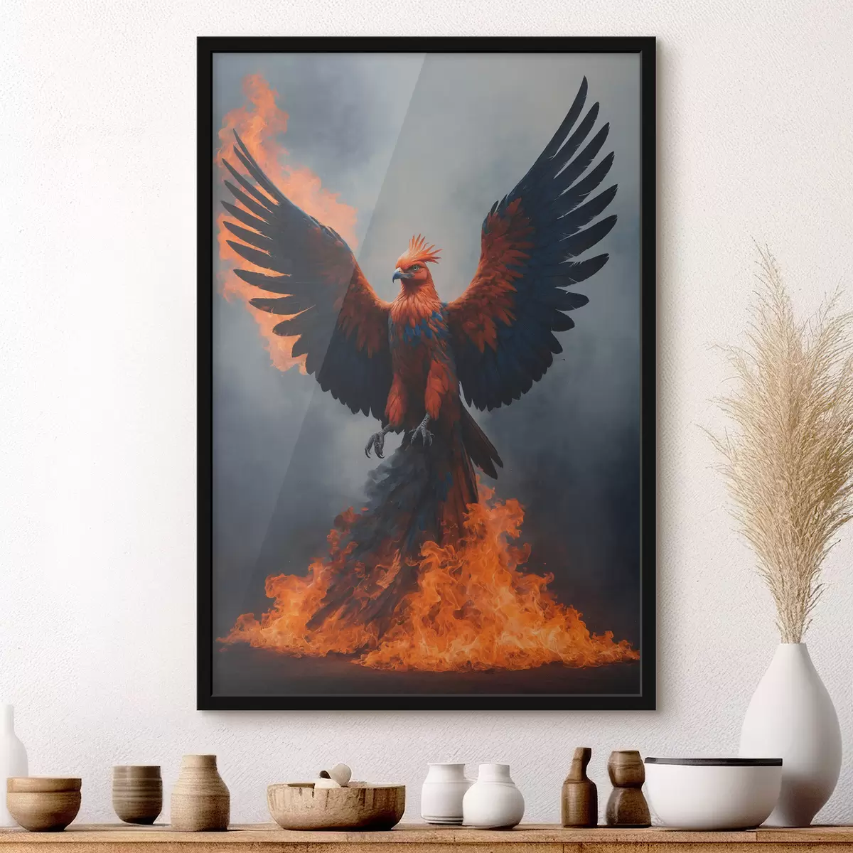 Poster Phönix auf unscharfem Hintergrund f40873