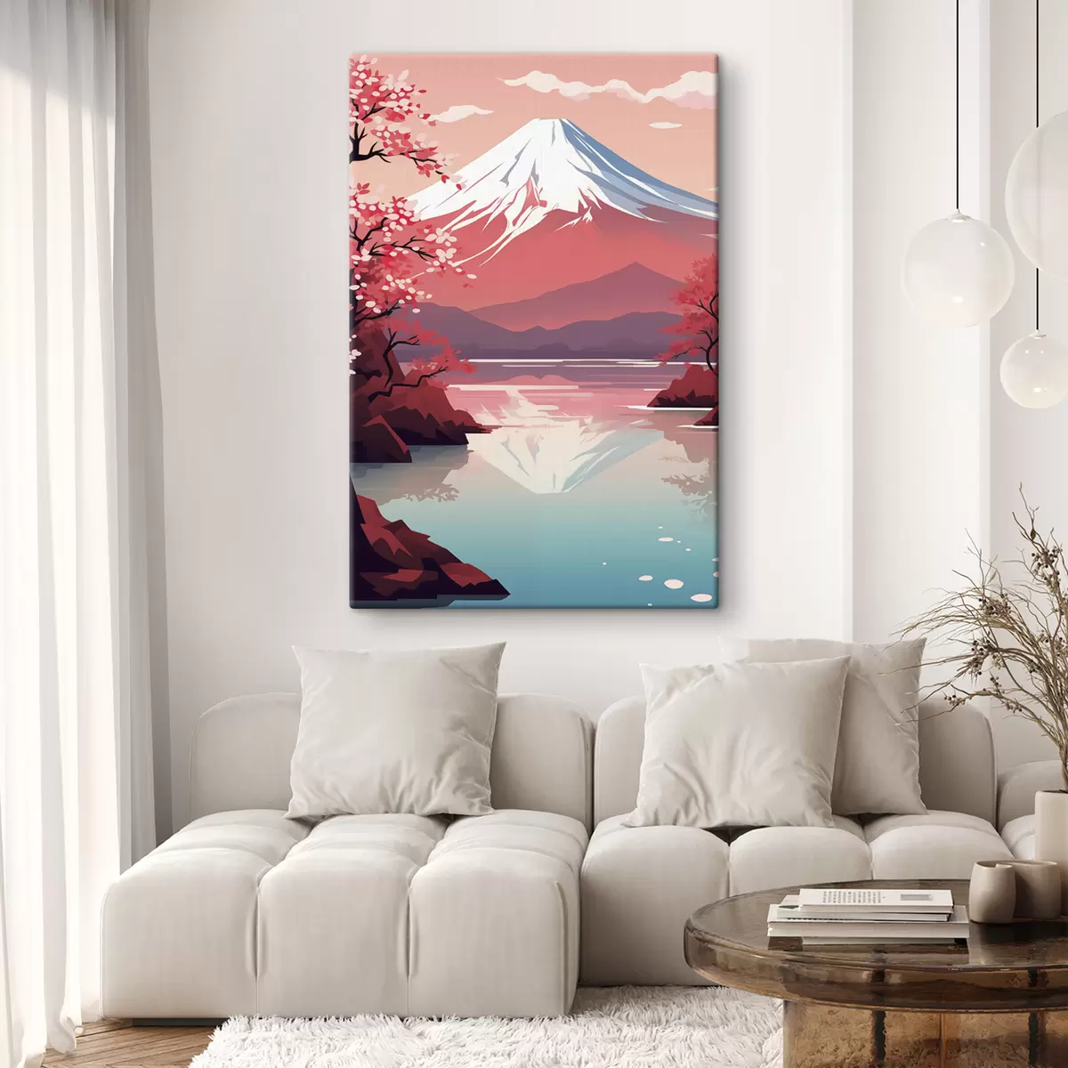 Wandbilder Berg Fuji, See, Kirschbäume, Japan s40955