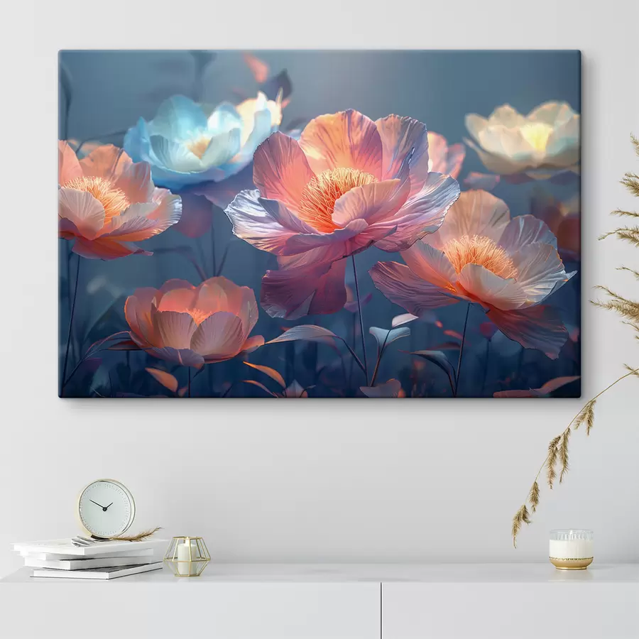 Wandbilder Zauberhafte Mohnblumen mit blauer Färbung s40958