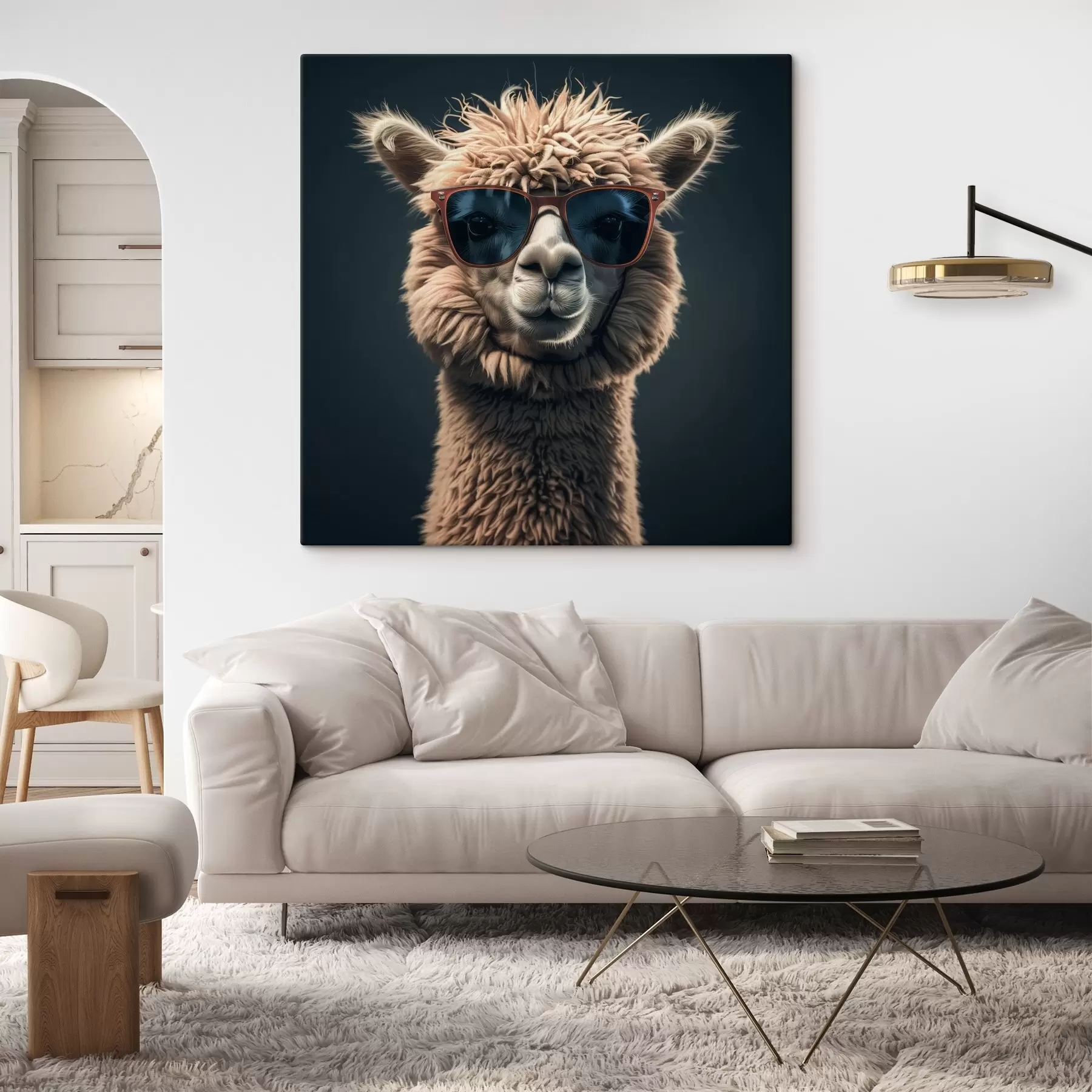 Fototapete Stylisches Lama mit Brille s40995