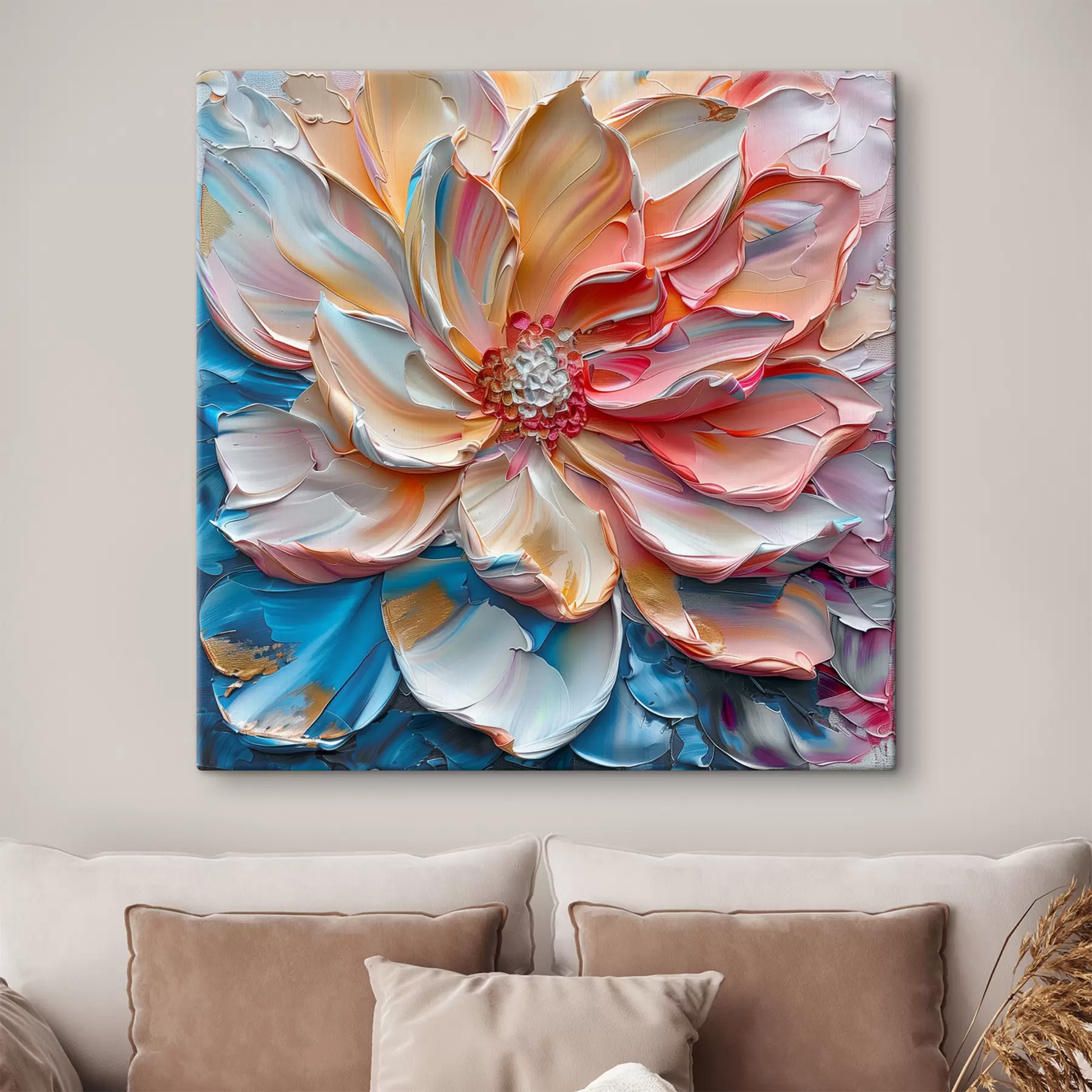 Fototapete Bunte Blütenblätter mit kräftigen Pinselstrichen s41005