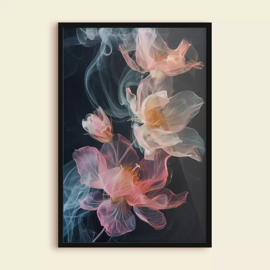 Fototapete Zarte, luftige Blumen, umgeben von Rauch f40967