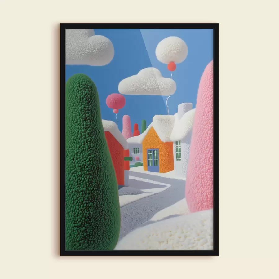 Fototapete Eine Straße mit Wolken und Filzballons f40970