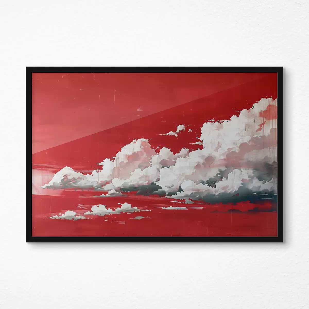 Poster Gewitterwolken auf rotem Hintergrund f40987