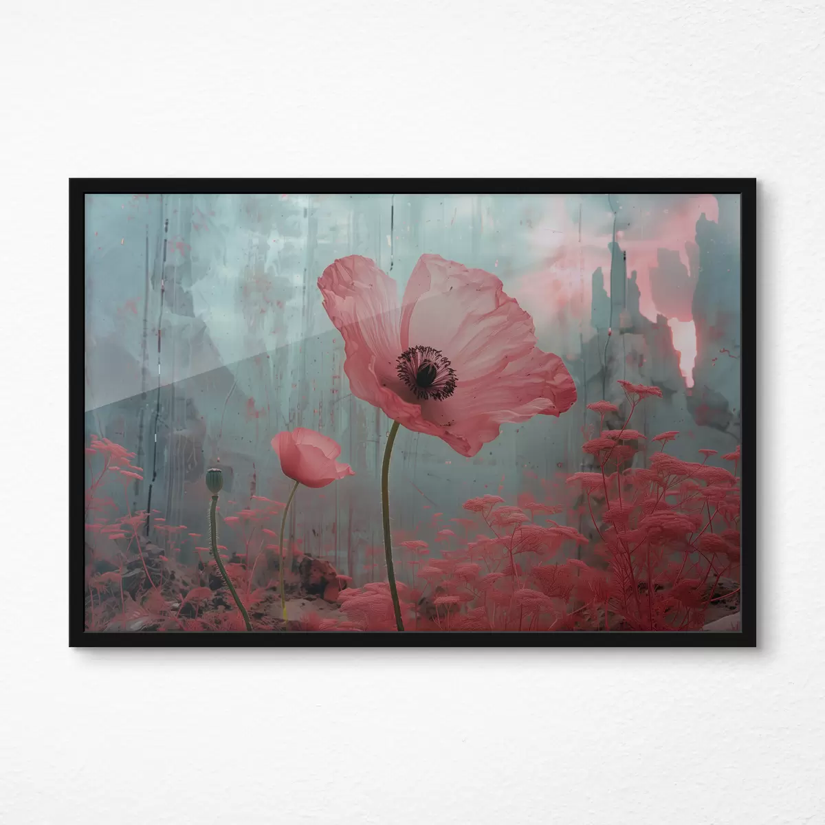 Poster Mohnblumen in einer futuristischen Natur f40988