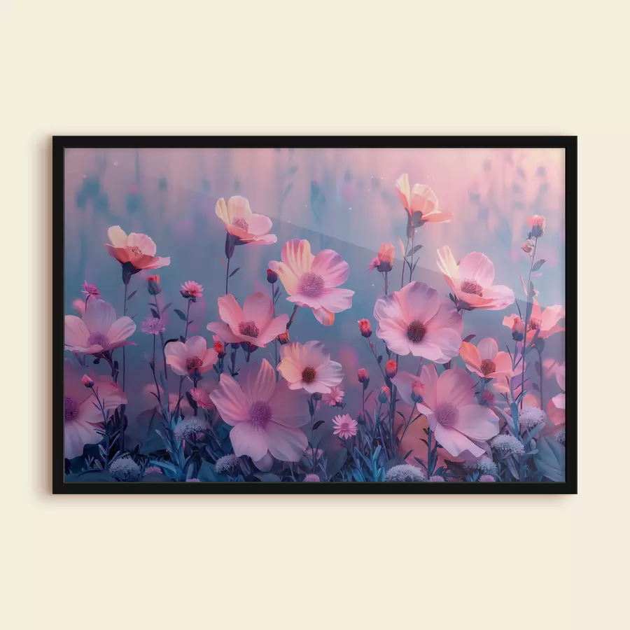 Fototapete Märchenhafte Wildblumen in rosa und blauen Farbtönen f40990