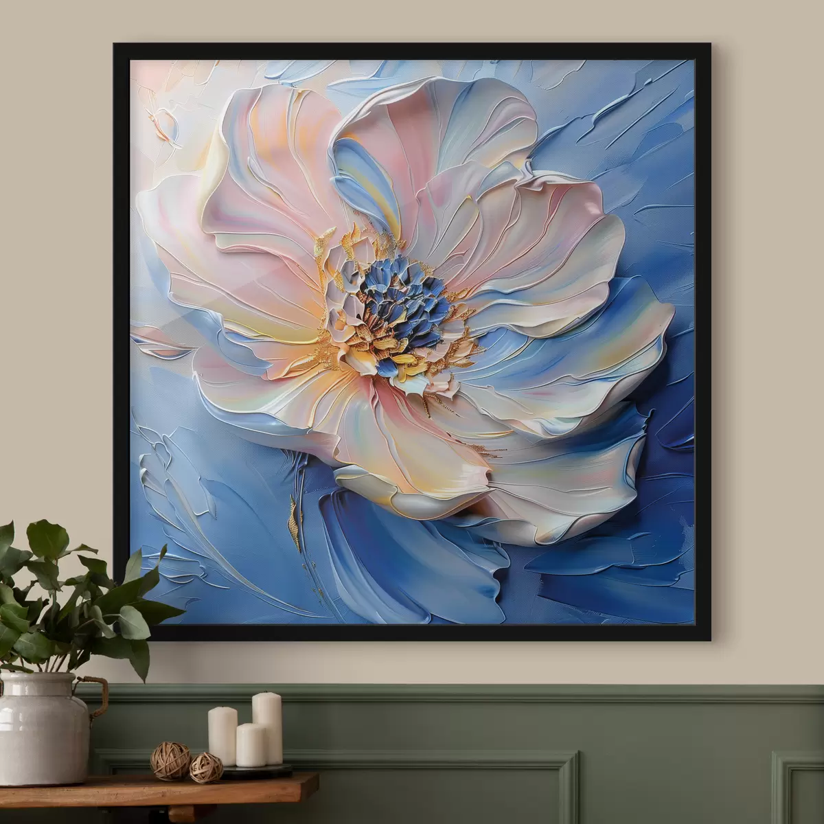 Poster Eine große Blütenknospe mit breiten Pinselstrichen f40993