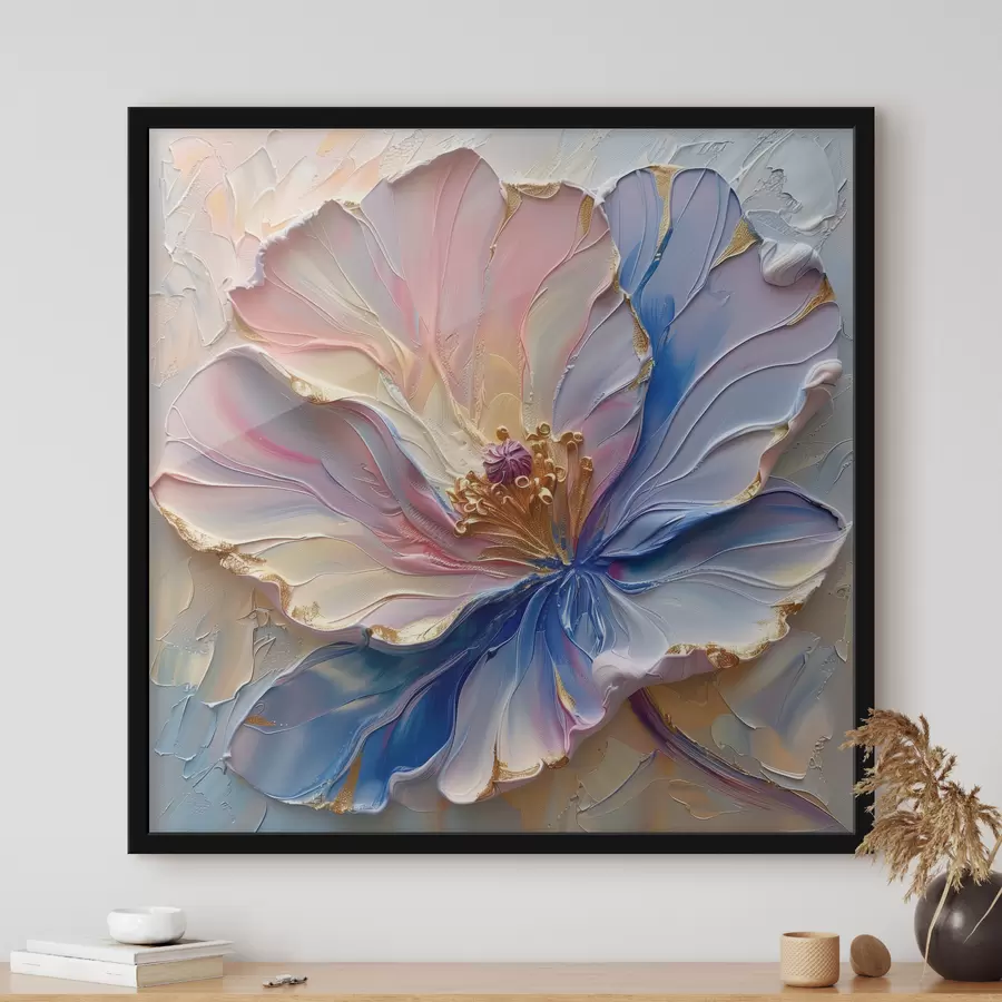 Fototapete Eine große Blume in zarten Rosa- und Blautönen f41006