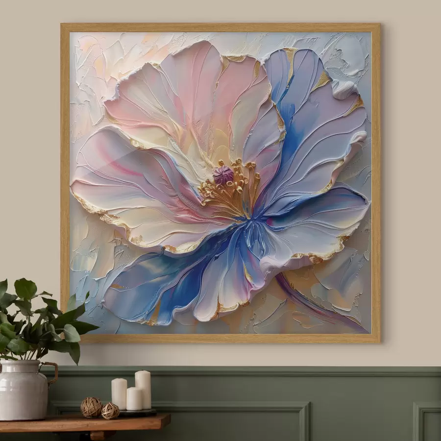 Fototapete Eine große Blume in zarten Rosa- und Blautönen f41006
