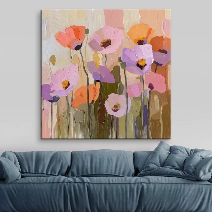 Wandbilder Acrylgemälde von Herbstmohnblumen s41158