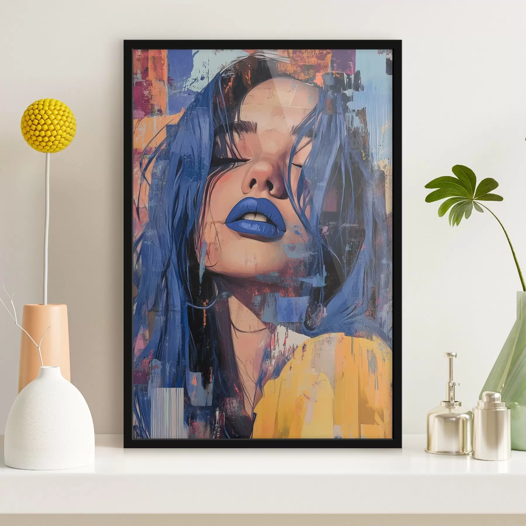 Fototapete Mädchen mit blauen Lippen f41157