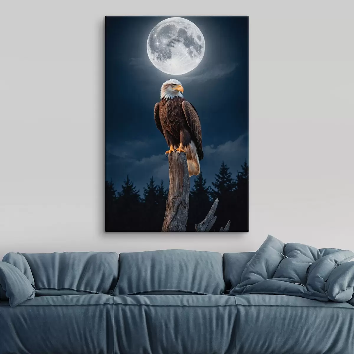 Wandbilder Adler auf Mondhintergrund s41043