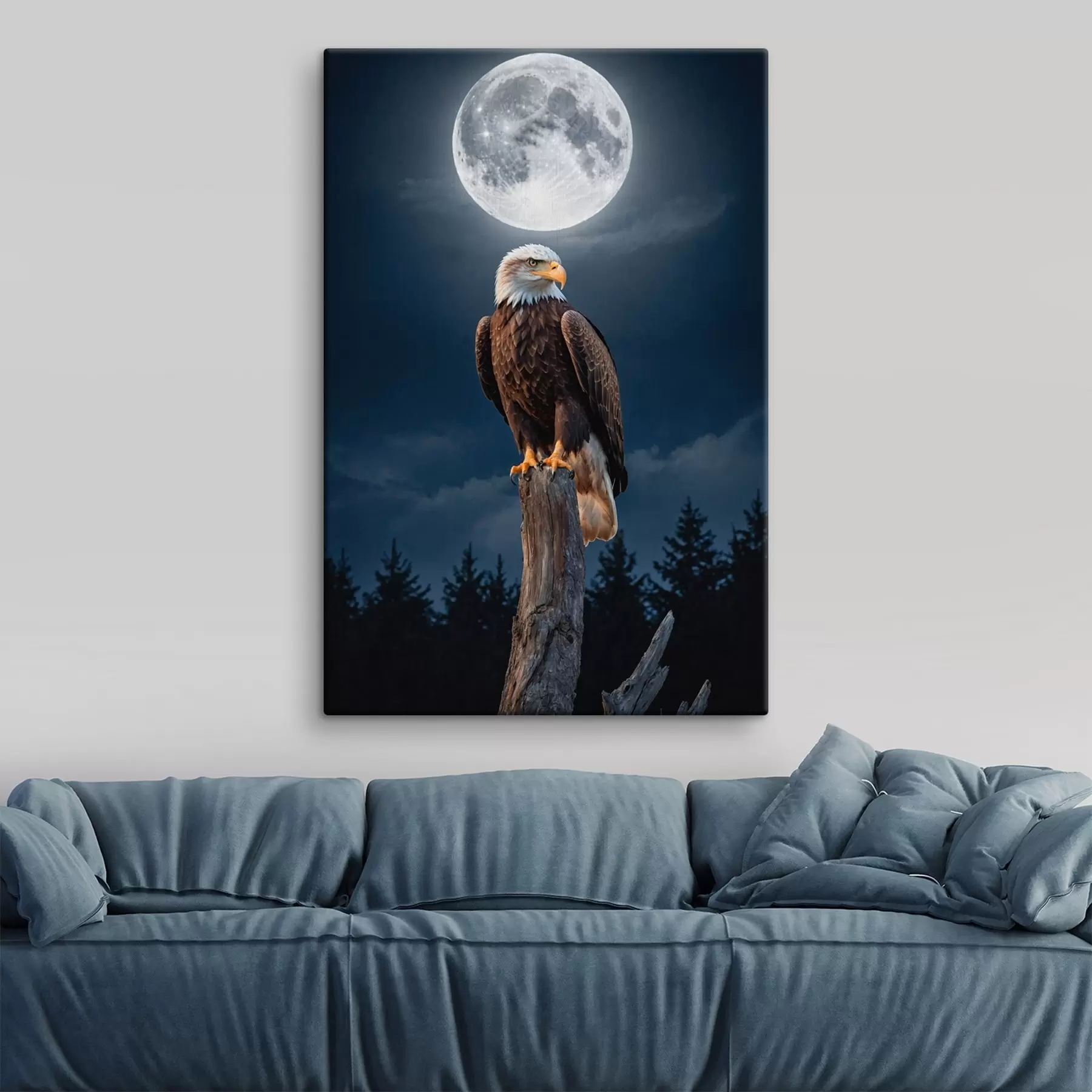 Wandbilder Adler auf Mondhintergrund s41043