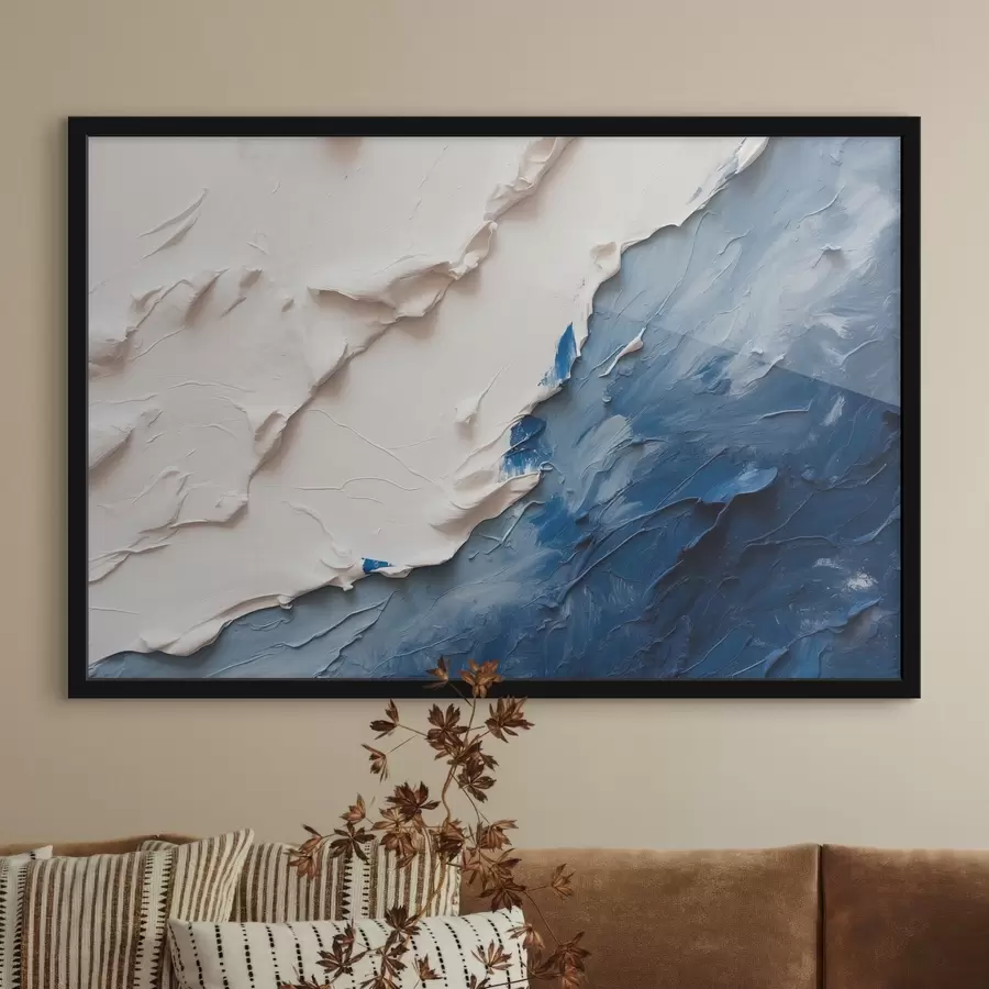 Fototapete Abstraktion mit weißen und blauen Ölfarben f41025