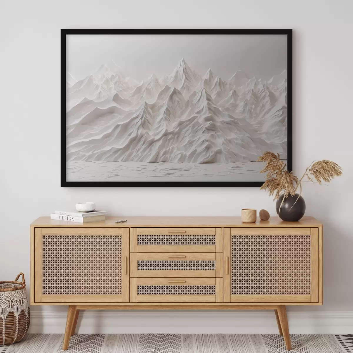 Poster Weiße abstrakte Berge f41037