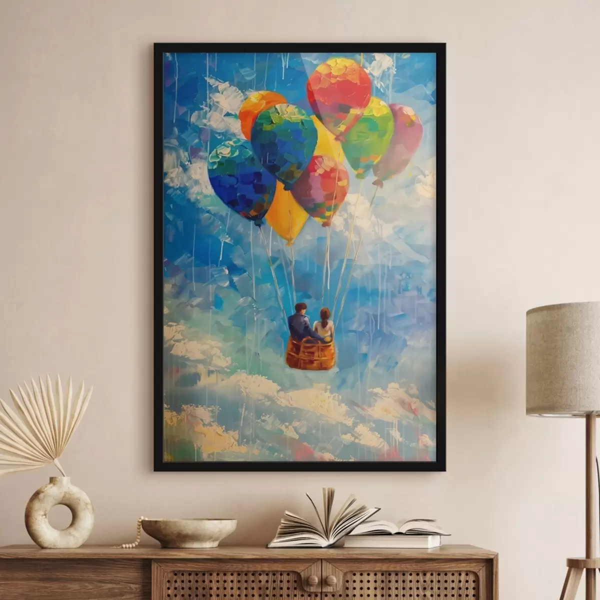 Poster Pärchen auf einem Ballon f41074