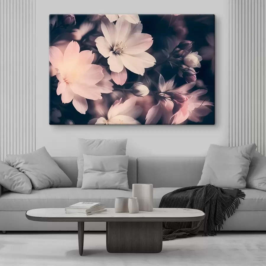 Wandbilder Soft rosa und weißen Vintage Licht Blumen mit unscharfen Hintergrund s41084