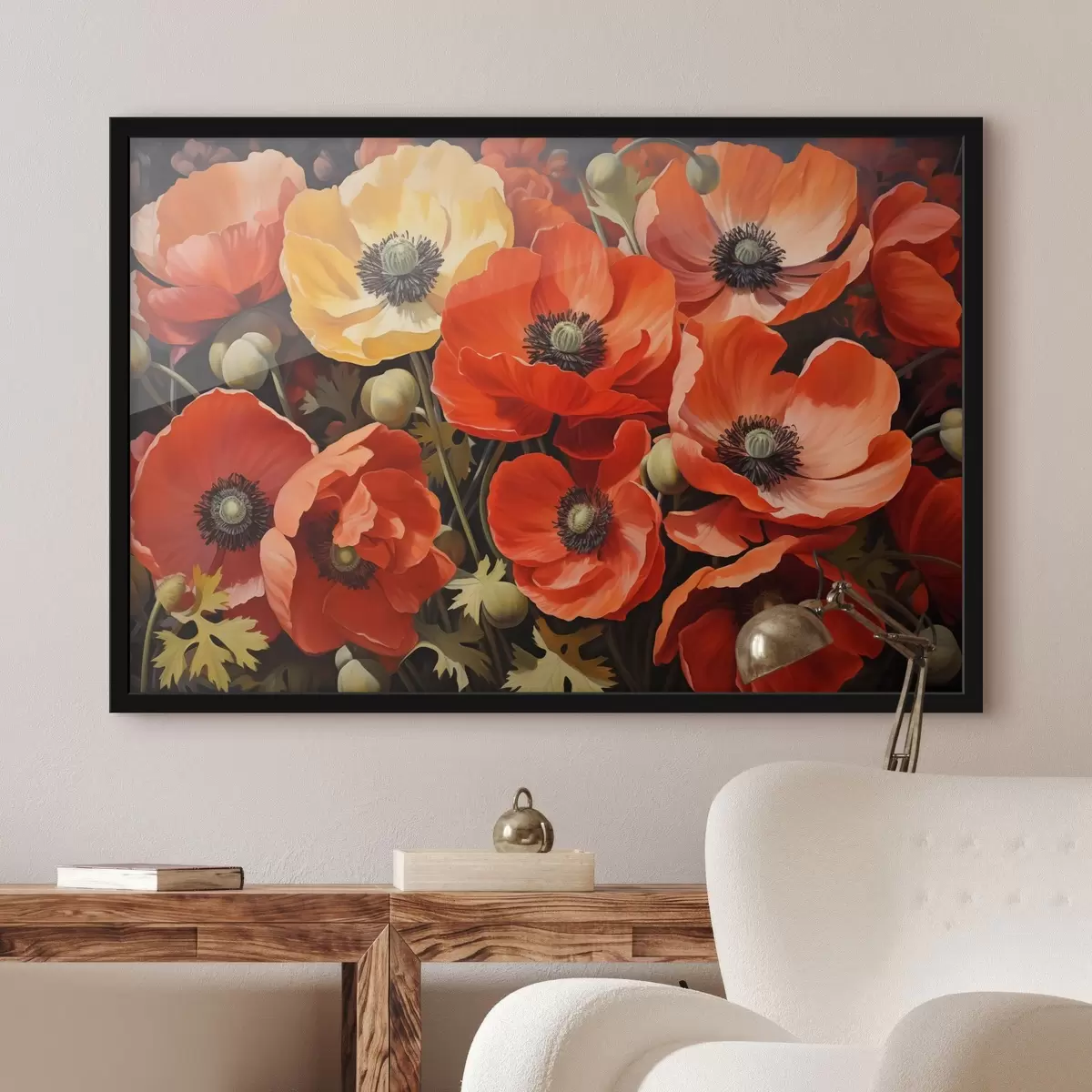 Poster Mohnblumen, rot und orange f41243