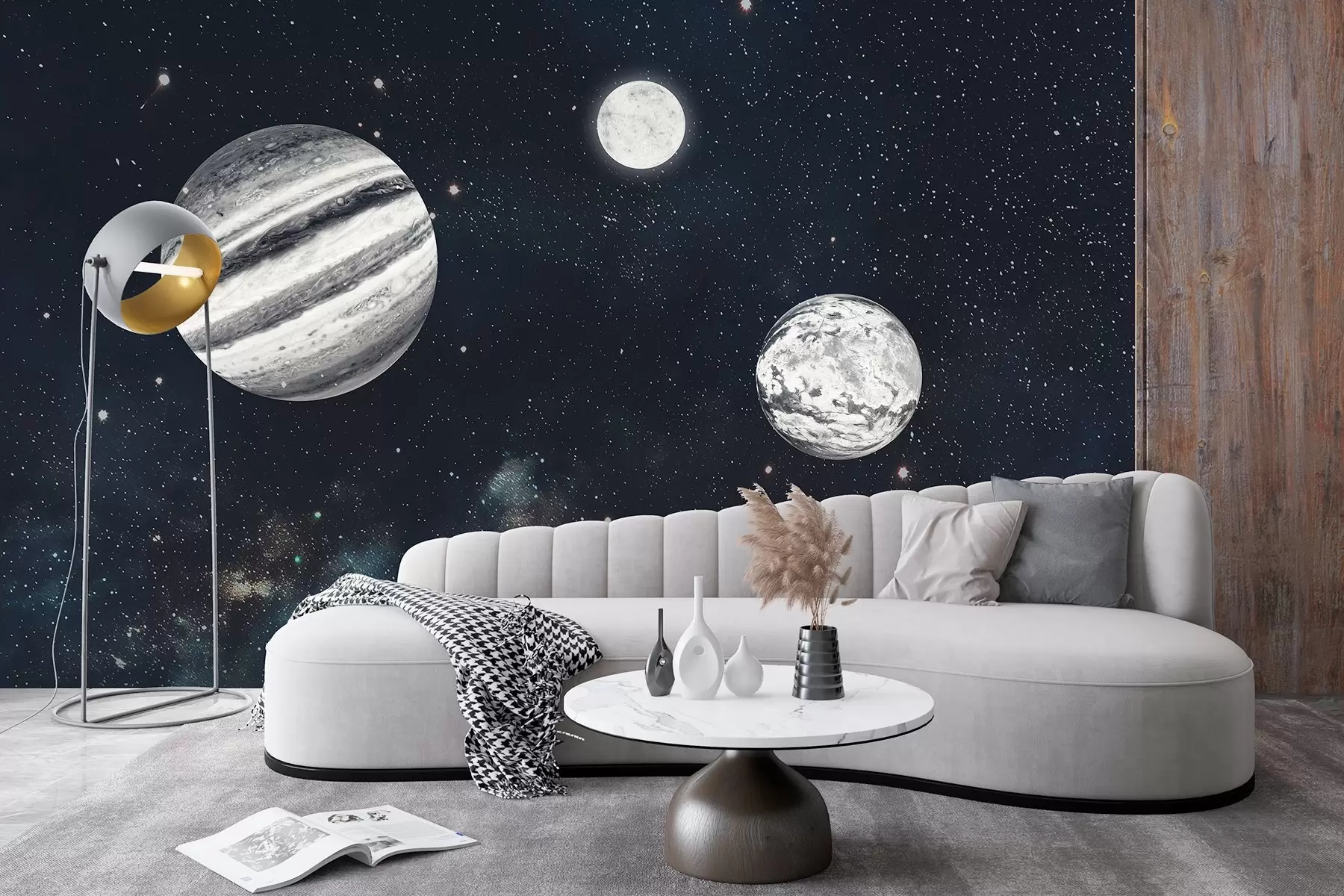 Fototapete Kosmischer Raum mit Sternen und Pflanzen w01799