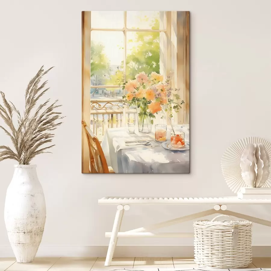 Wandbilder Romantisches Abendessen, Aquarell, Boho-Stil, Blumen, Natur s41165