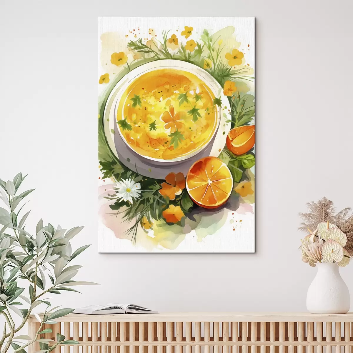 Wandbilder Kürbissuppe, Aquarell, Herbstfarben, Orange s41170