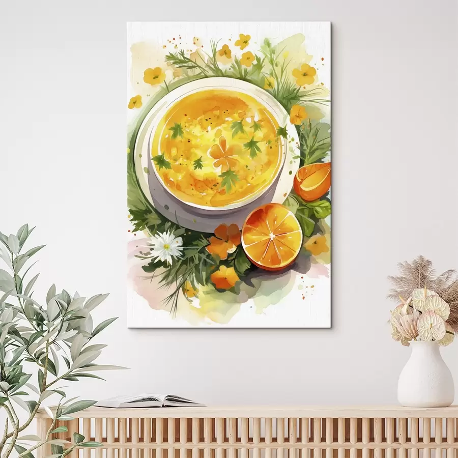 Wandbilder Kürbissuppe, Aquarell, Herbstfarben, Orange s41170