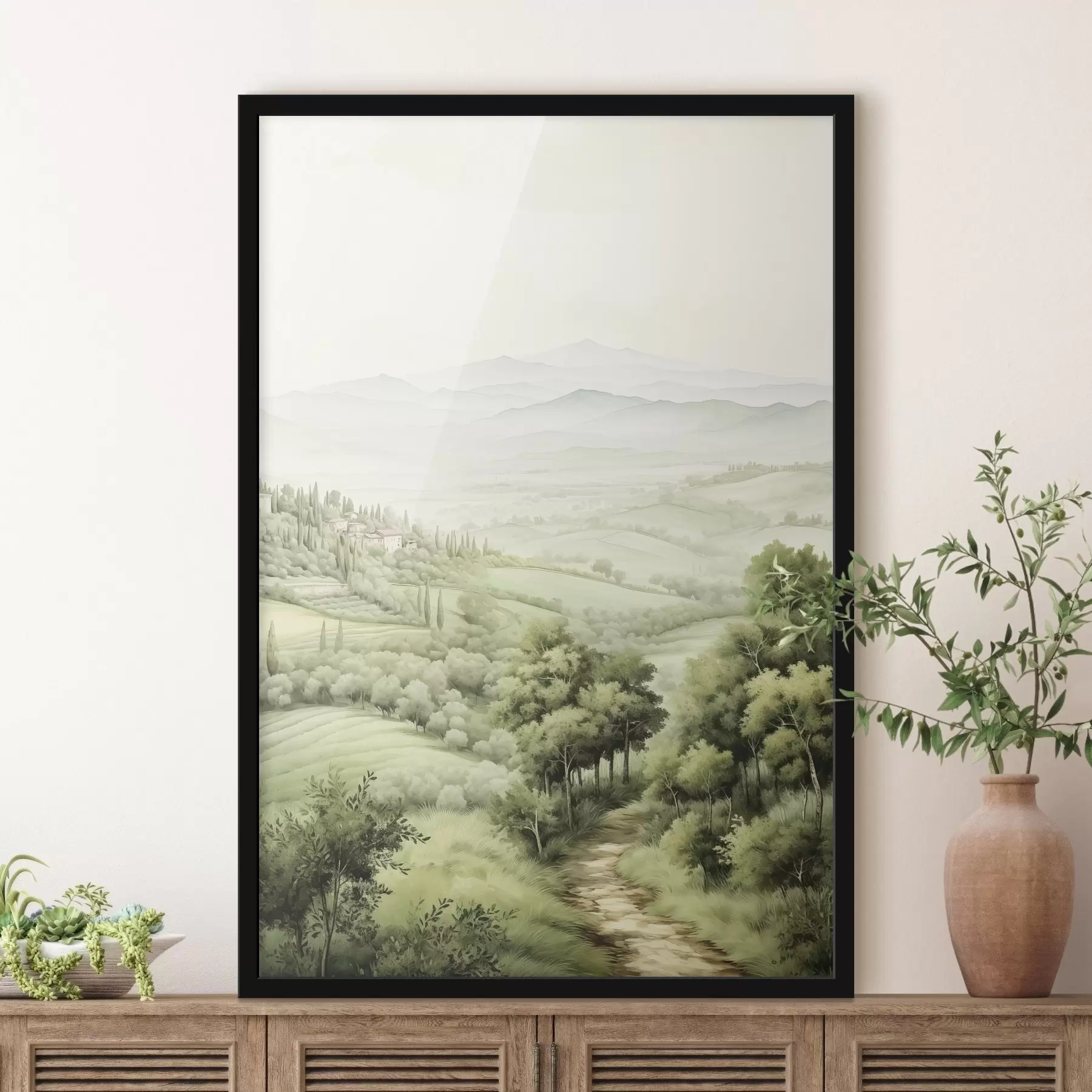 Fototapete Schöne Aquarelllandschaften, rustikal, Sommer f41221