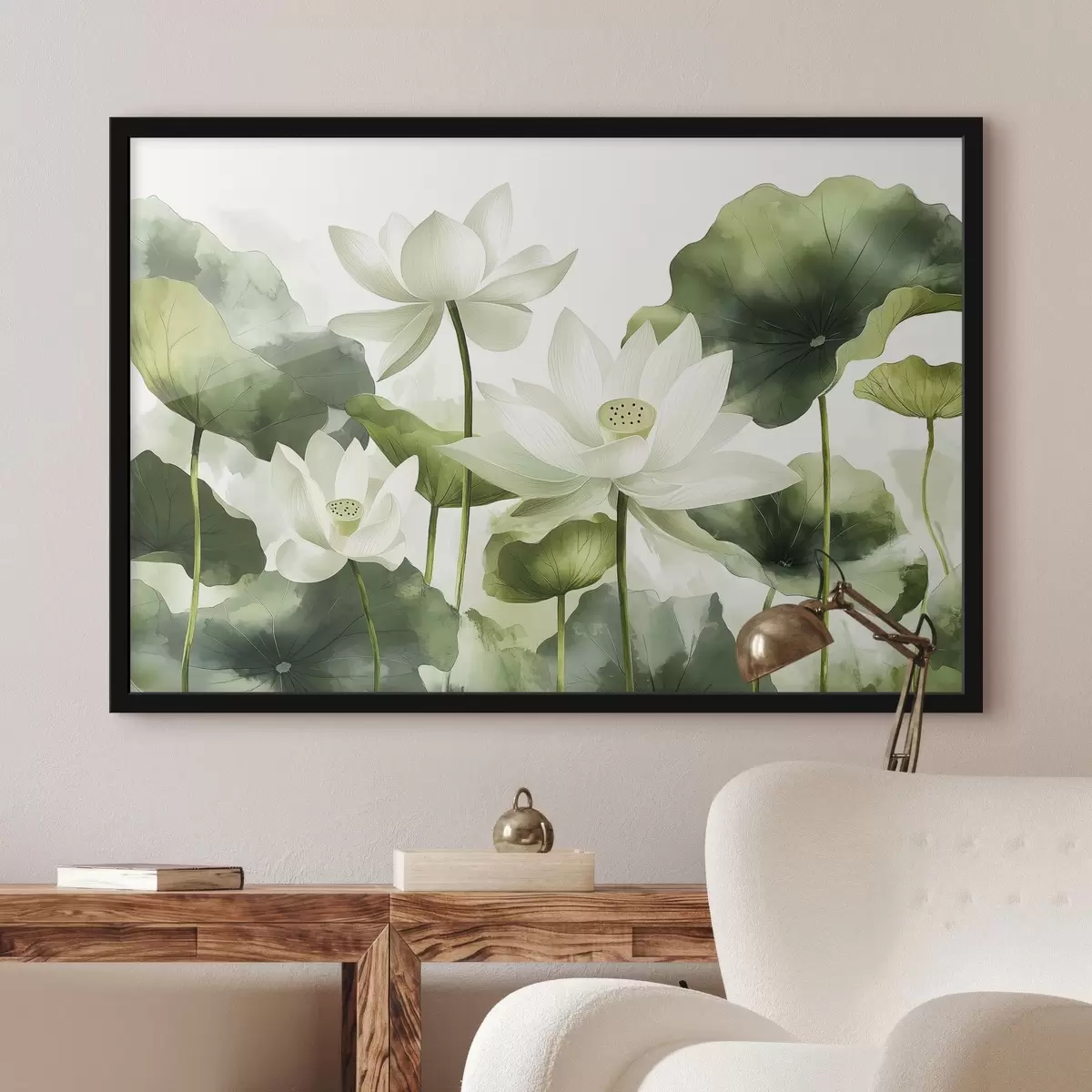Poster Schöne Aquarell-Lotusblüten f41227