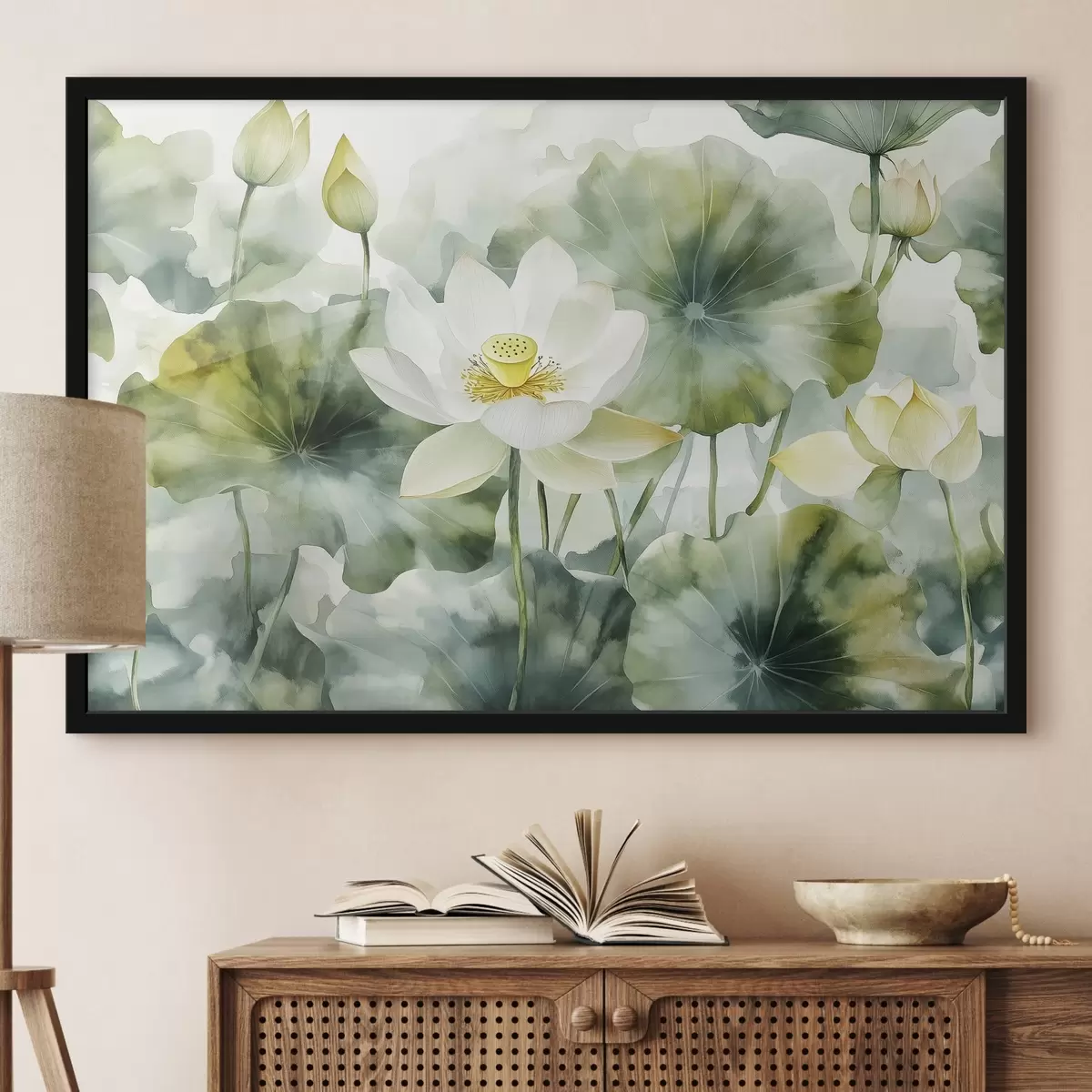 Poster Lotusblumen, weiches Aquarell, blumig f41229