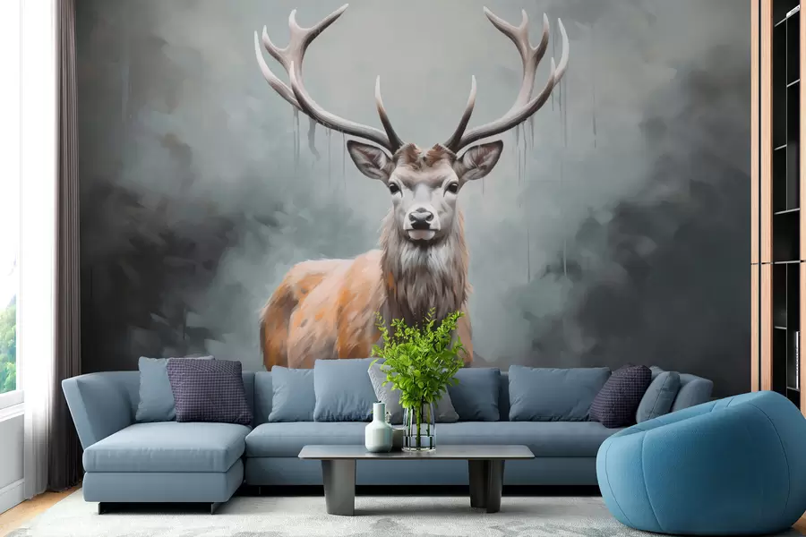 Fototapete Elegante Rehe im Nebel w01796