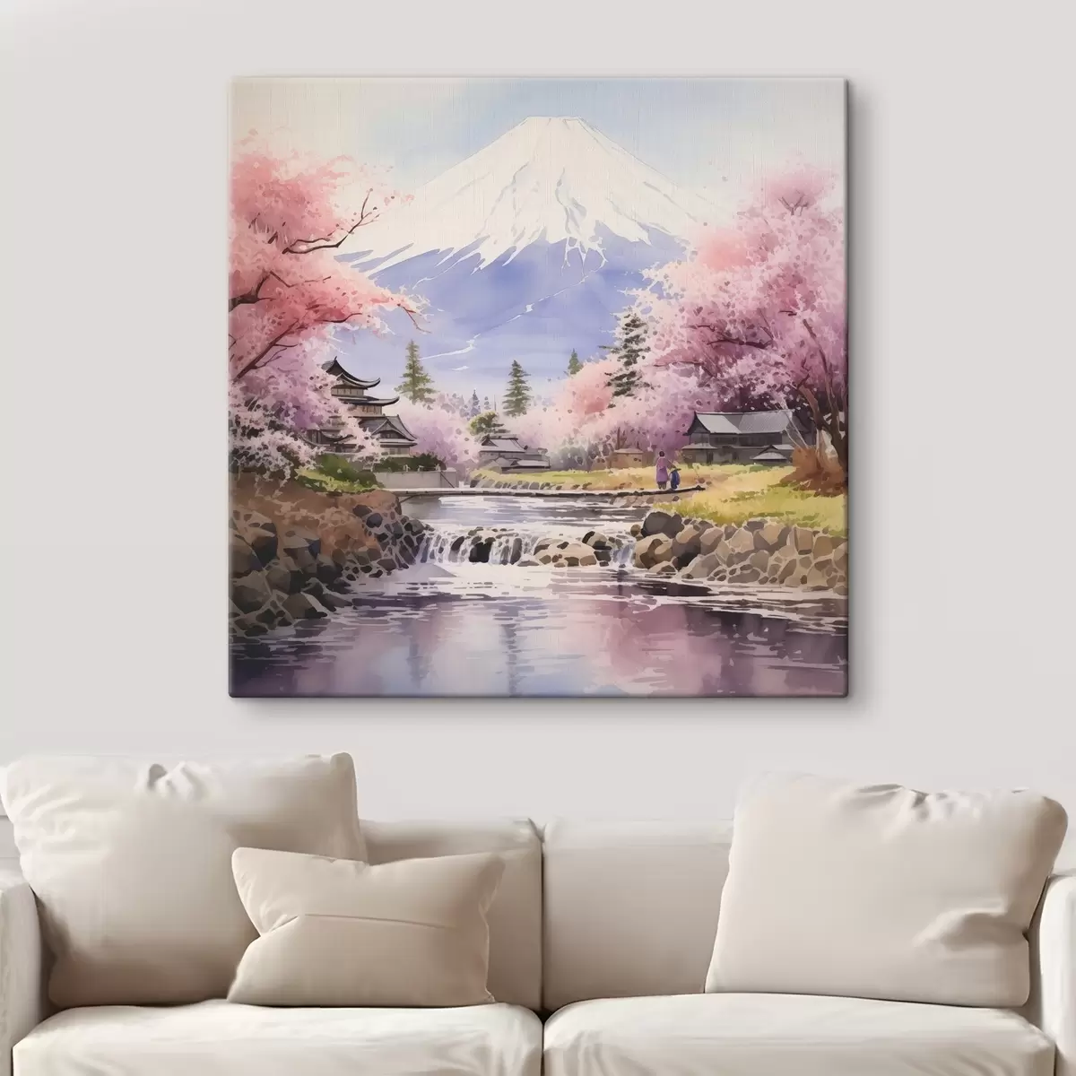 Wandbilder Kirschblüten am Fluss des Fuji s38948