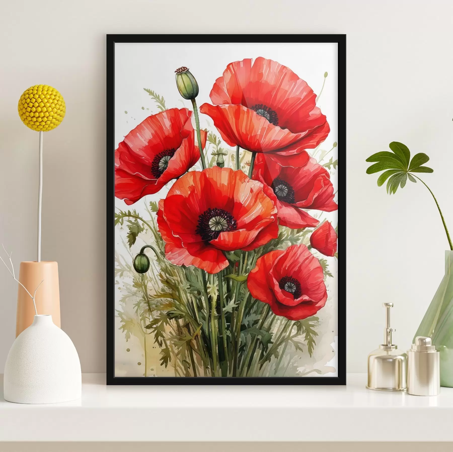 Fototapete rote große Mohnblumen f41404