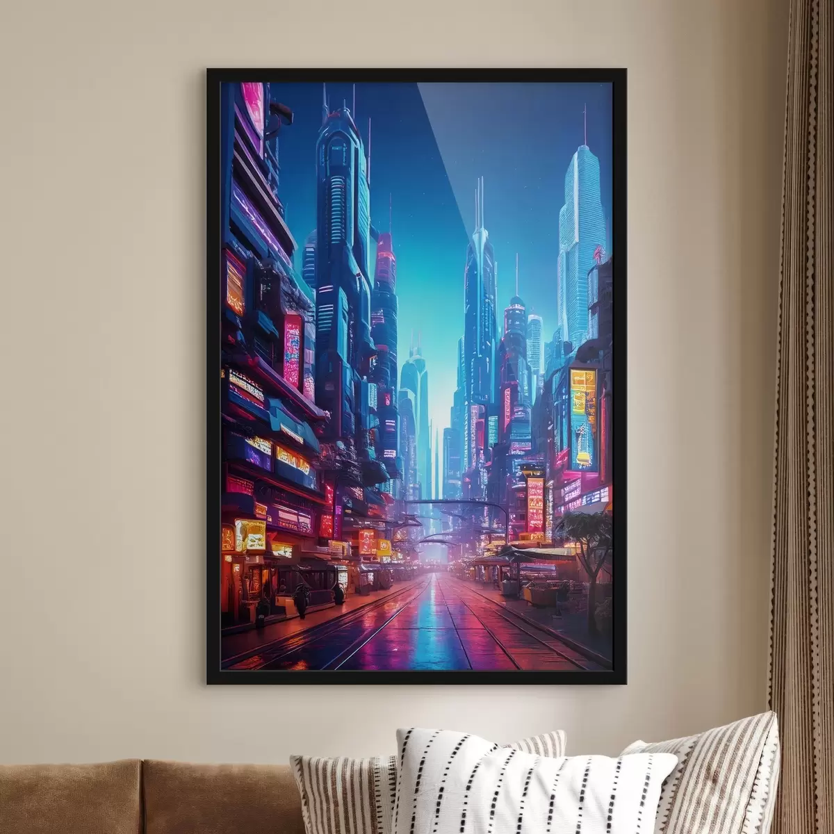 Poster futuristische Nachtstadt f41410