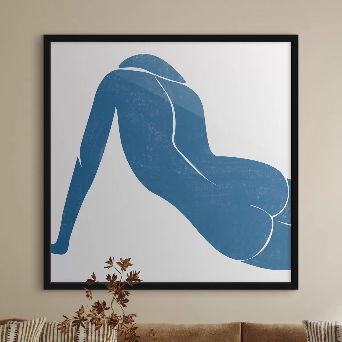 Poster Blaue Zeichnung einer Frau f38386