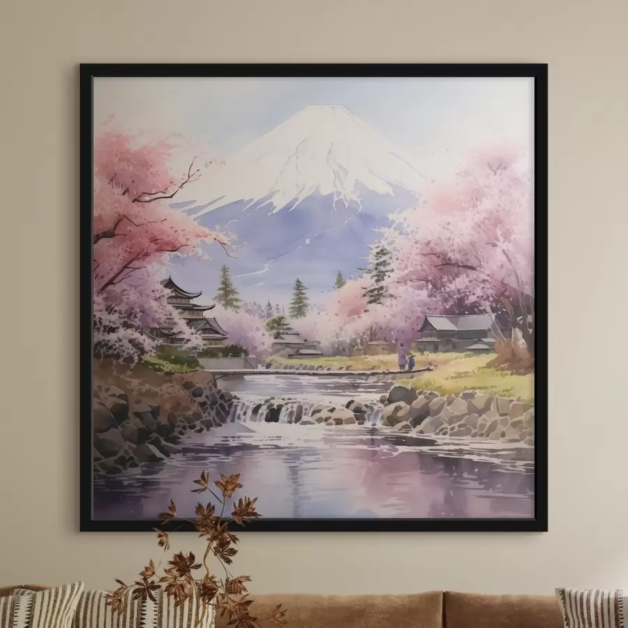 Fototapete Blüten in ruhiger Berglandschaft f38948