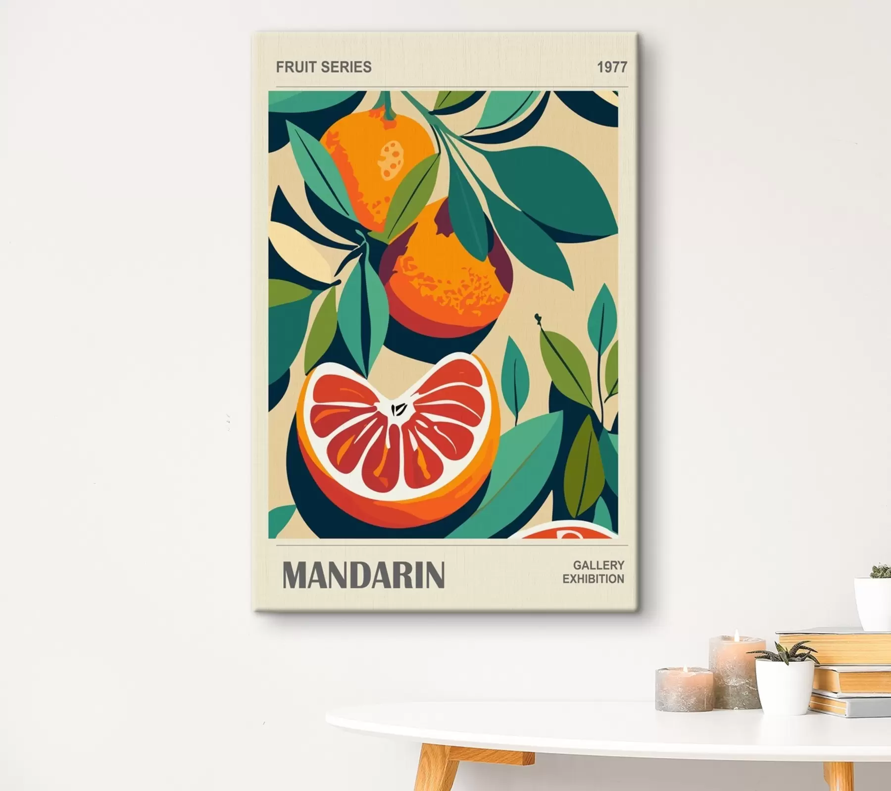 Wandbilder Ein Poster mit Orangen und Blättern s36632