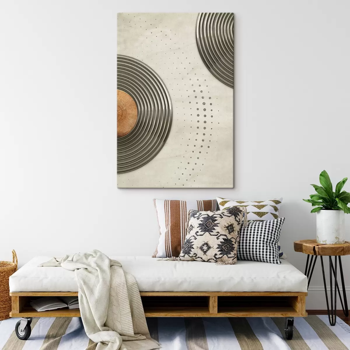 Wandbilder Ein runder Metallring mit einem braunen Kreis s37032