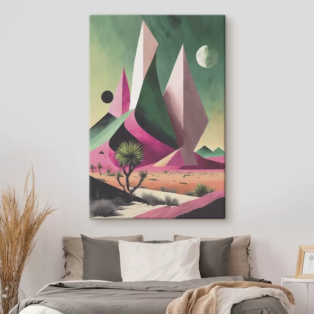 Wandbilder Eine Wüstenlandschaft mit Bäumen und Bergen s37360