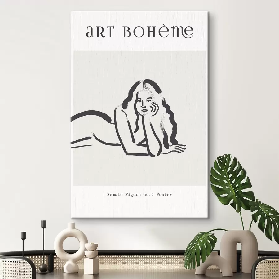 Wandbilder Zeichnung einer auf dem Bauch liegenden Frau s37402