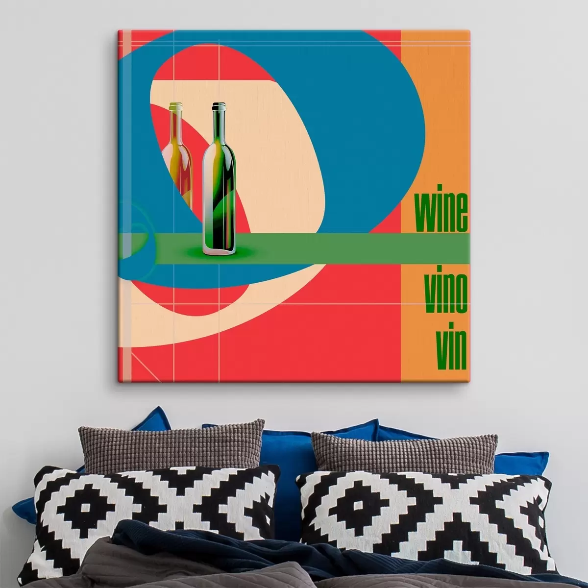 Wandbilder Eine Flasche Wein auf einem farbigen Hintergrund s37639