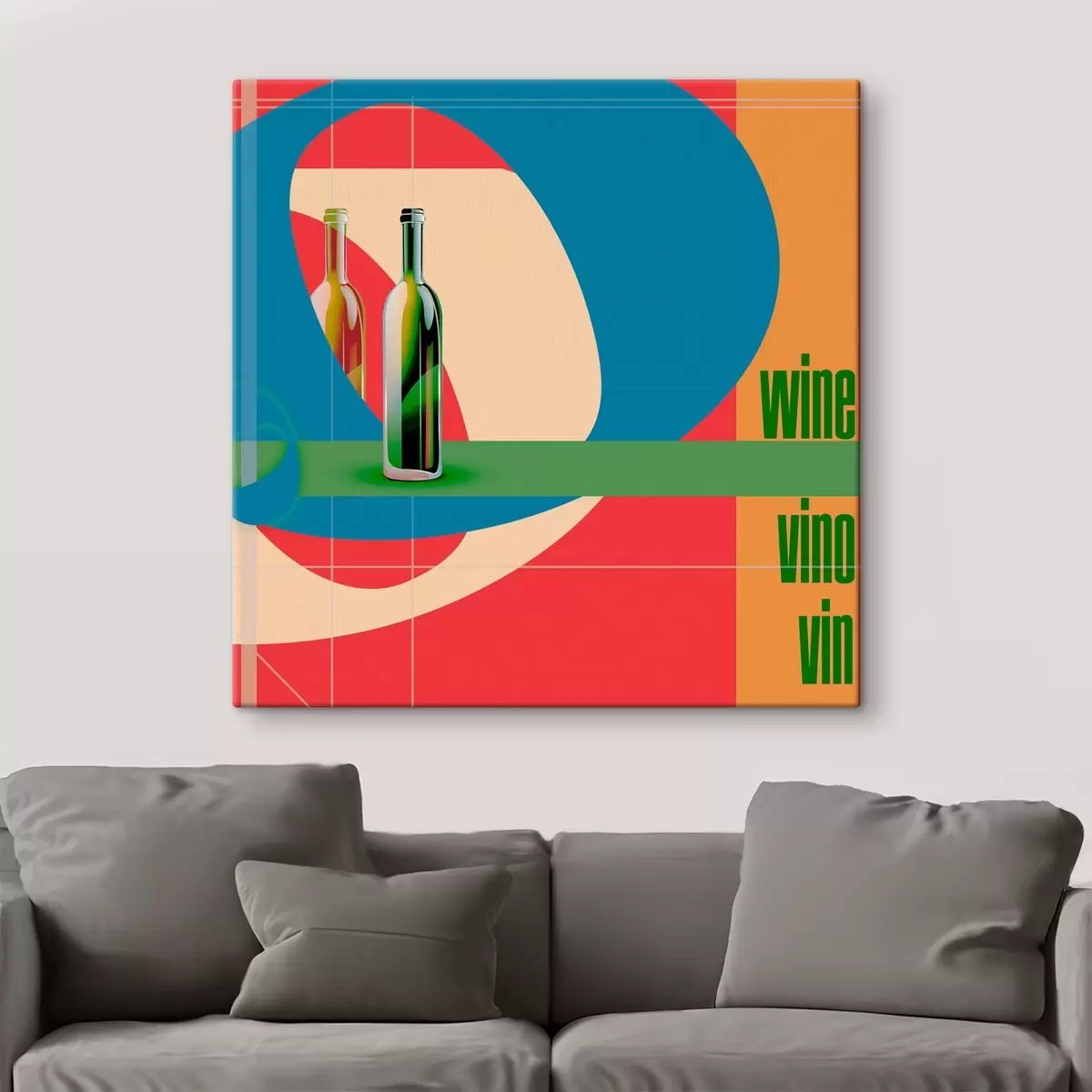 Wandbilder Eine Flasche Wein auf einem farbigen Hintergrund s37639