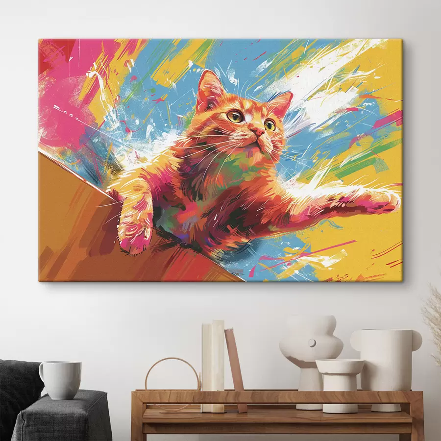 Wandbilder Eine Katze streckt ihre Pfote aus s38251