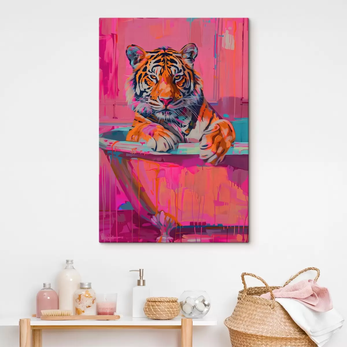 Wandbilder Ein Tiger in einer Badewanne s38257