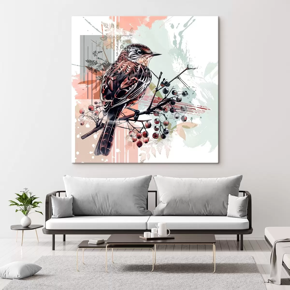 Wandbilder Ein Vogel auf einem Ast s38273