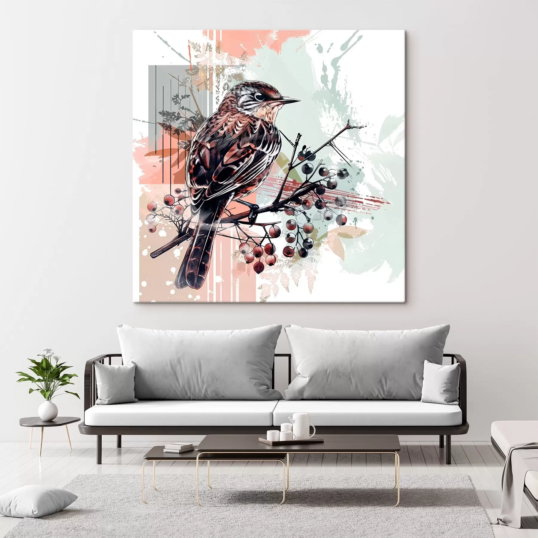 Fototapete Ein Vogel auf einem Ast s38273