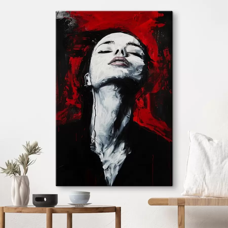 Wandbilder Gemälde einer Frau mit geschlossenen Augen und dem Andy Warhol Museum im Hintergrund. s38557